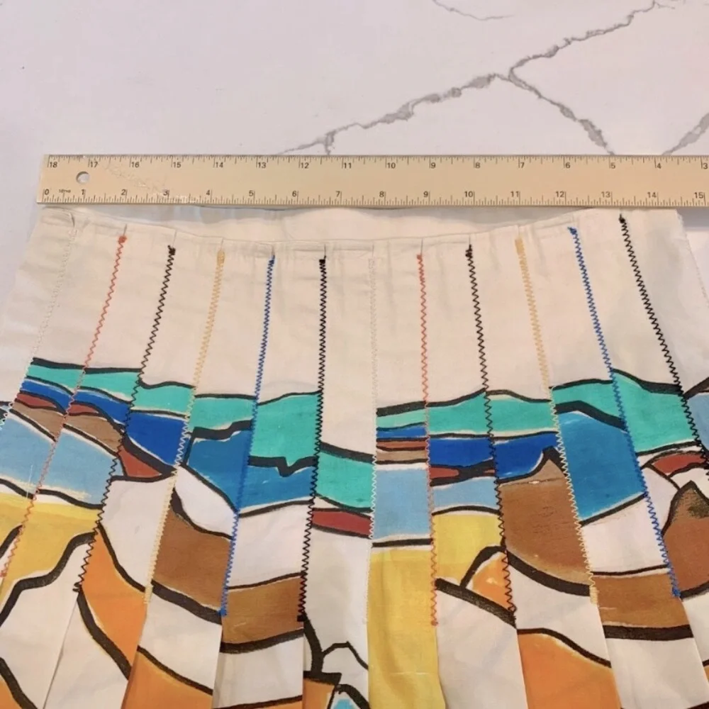 ZARA Printed Pleated Midi Skirt Colorful Abstract Painting Medium, NWOT - Picture 9 of 12